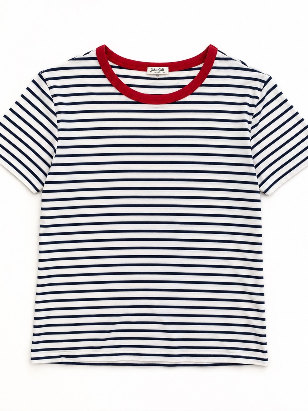 Brandy Melville John Galt Navy White Striped Ringer Tee Red Trim OS